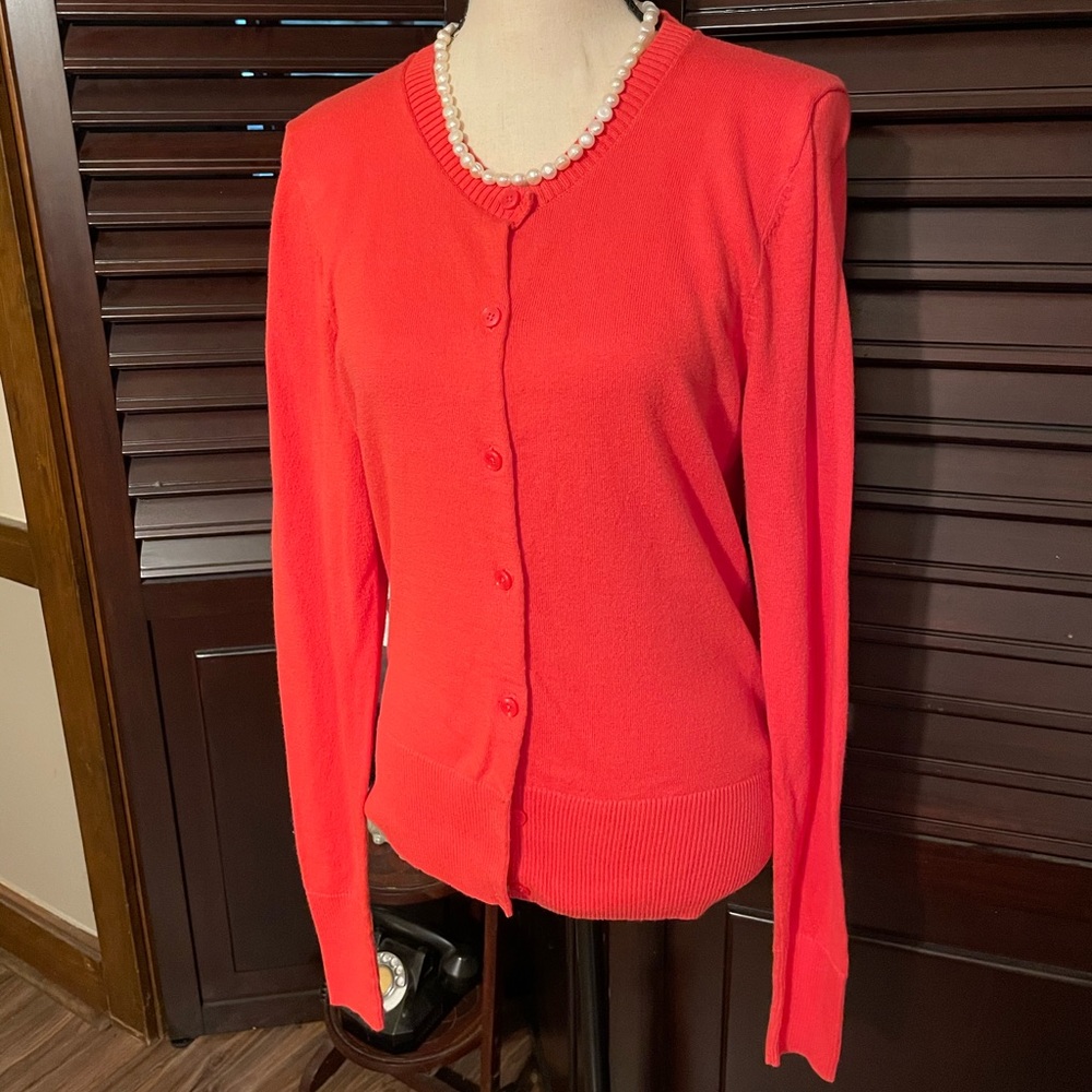 GAP cardigan, dark coral. Size: Medium, Tall